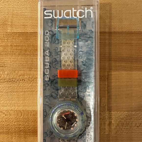 VTG Swatch Scuba 200 Jelly Bubbles 1992 New in Box, NEVER WORN! UNISEX - Picture 2 of 8